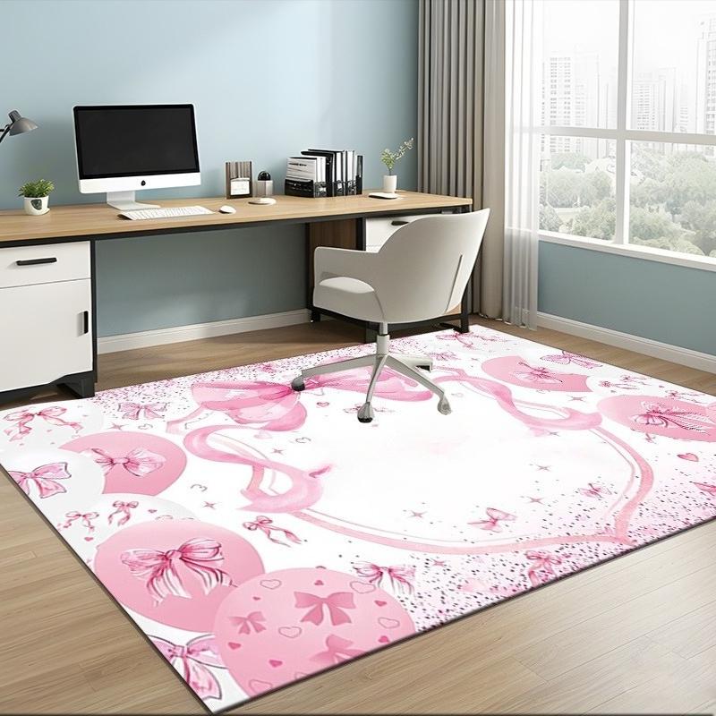 Cute Pink Ballerina Golden Star Print Large Area Rug Soft Flannel Non Slip Floor Carpet for Nursery Playroom Sweet Bedroom Decor