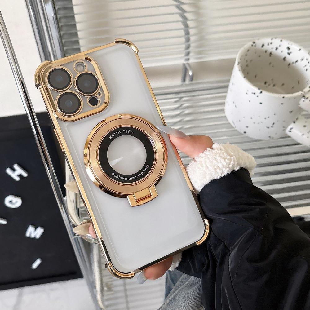 Модный чехол с покрытием и подставкой для iPhone 17 16 15 14 11 Pro Max С держателем-подставкой Ударопрочный защитный чехол для Magsafe