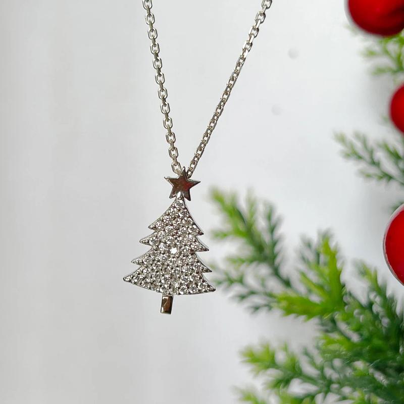 Xiaomi Huitan Elegant Christmas Tree Pendant Necklace for Women Festival Fashion Inlaid Shiny CZ Accessories Winter Party Xmas Jewelry