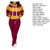 2 Pcs/Set Women Hoodie Pants Set Elastic Waist Striped Color Matching Hooded Long Sleeves Warm Drawstring Plus