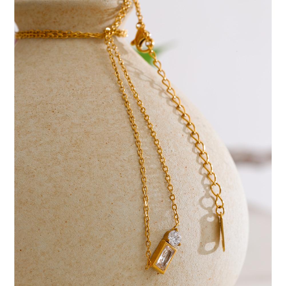 Eetit Блестящее ожерелье с прямоугольным кулоном из кубического циркония для женщин, модное, корейский шик, ювелирный подарок