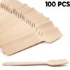 100pcs Disposable Wooden Spoon Mini Square Head Tasting Spoon Bulk Party Ice Cream Yogurt Wedding Dessert Tableware Honey Spoon