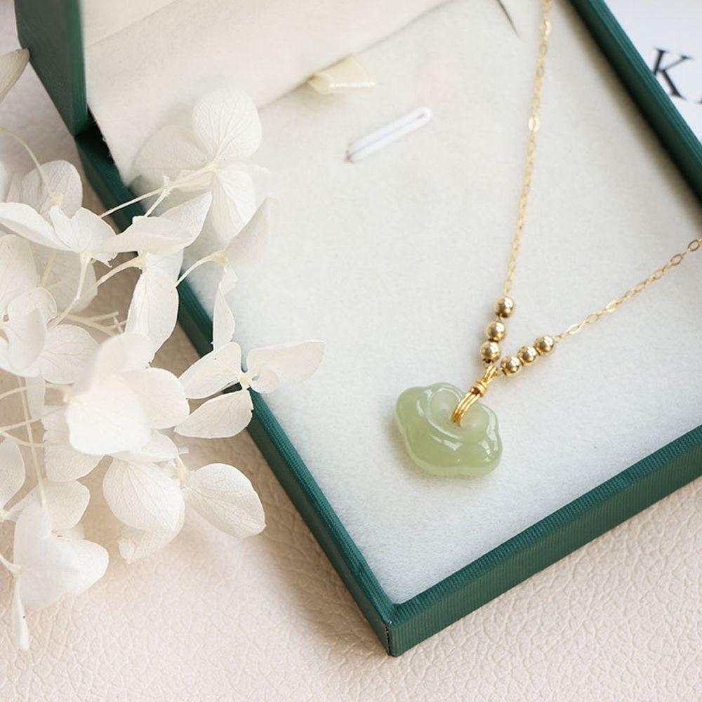 Bead Longevity Lock Necklace Korean Style Jewelry Female Necklace Clavicle Chain