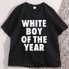Футболка WHITE BOY OF THE YEAR Повседневная Хлопковая С Коротким Рукавом Свободная Футболка Уличный Стиль Классические Свободные Футболки Высококачественная Одежда