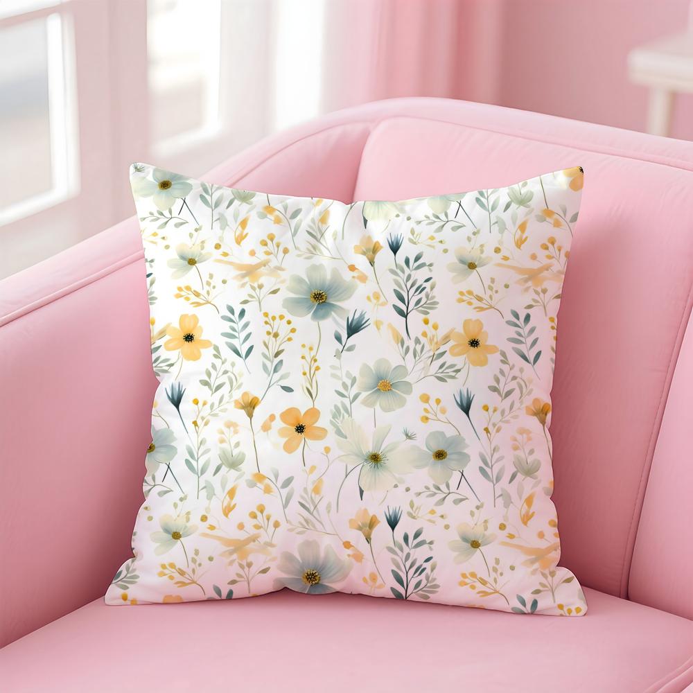 Full Print Floral Print Pattern Cushion Cover Pillow Case Soft Skin Friendly Fabric Concealed Zipper
