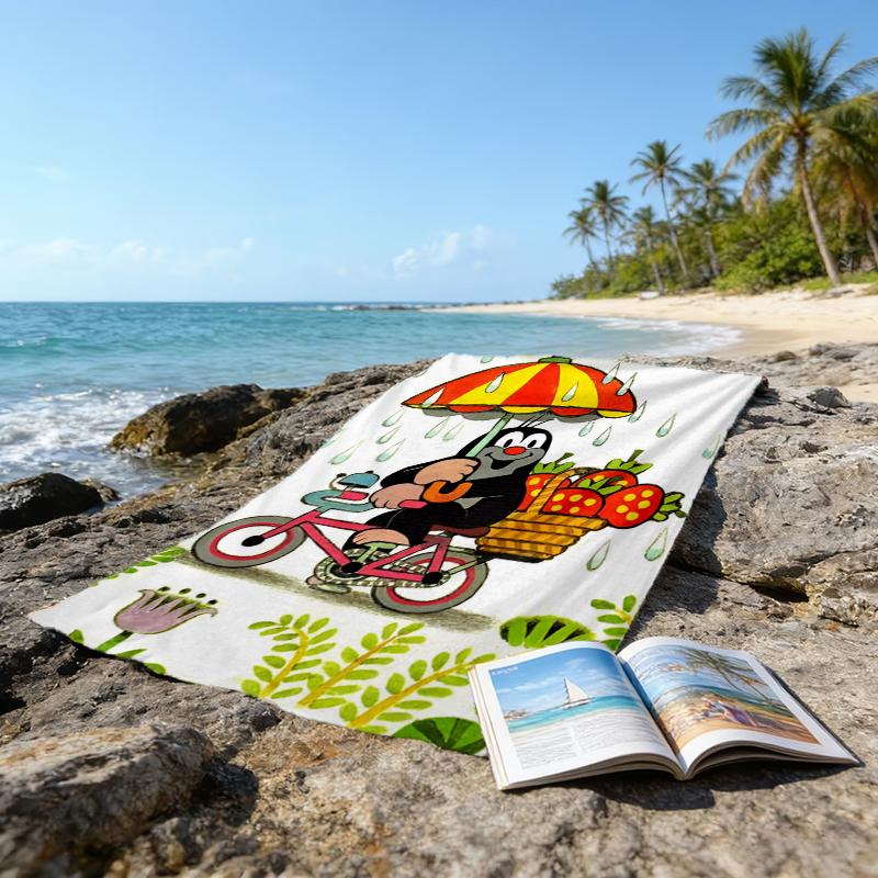 Ultra-Soft Beach Towel with Krtek Theme,Ideal for Pool - Camping, Diving - Perfect Travel Essential, Vibrant Beach Towel.