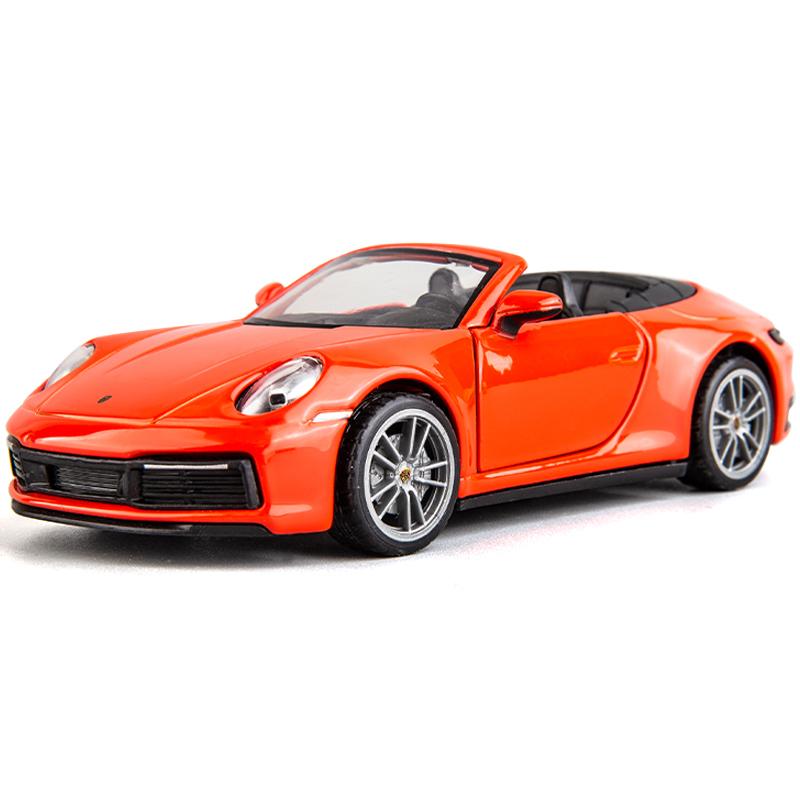 1:32 Porsche 911 Carrera Cabriolet Alloy Muscle Car Model Sound and Light Pull Back Children's Toy Collectibles Birthday gift