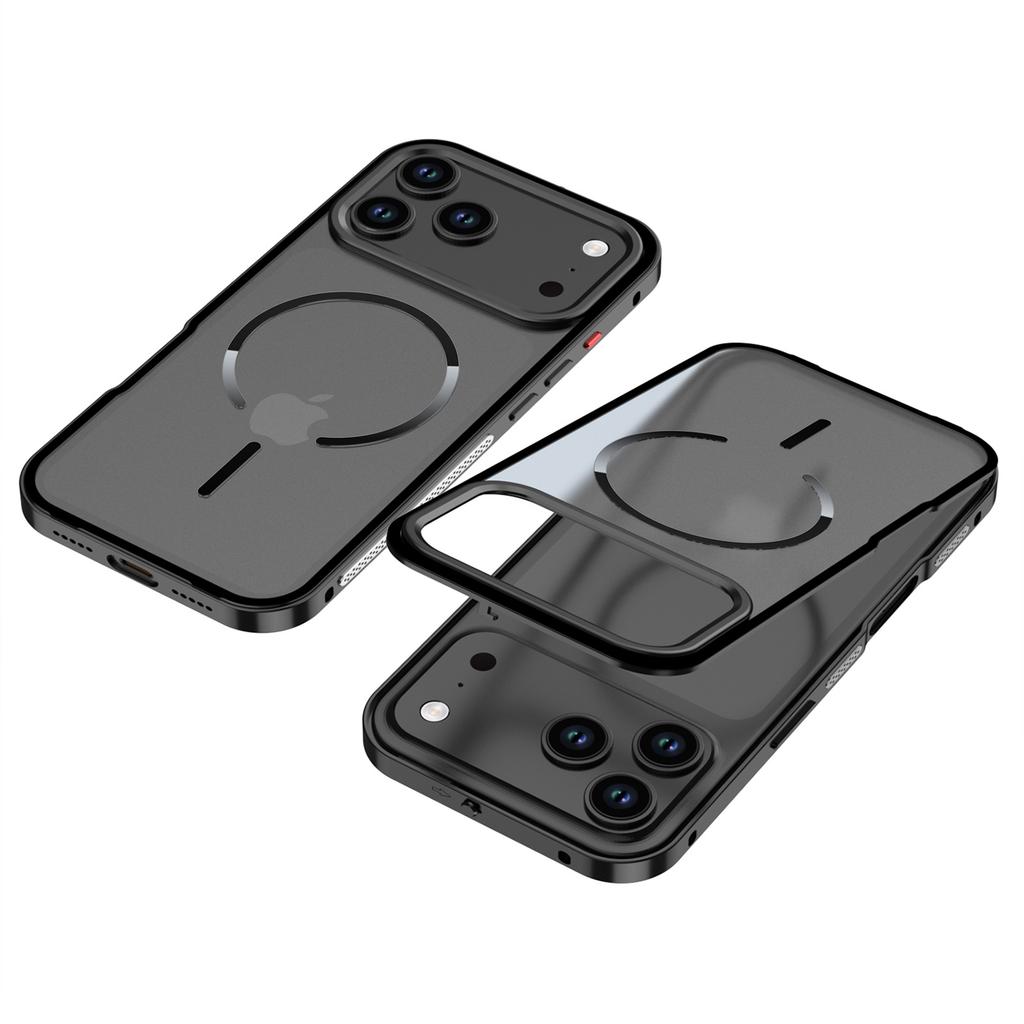 For iPhone 17 Pro Case Compatible with MagSafe Aluminium Alloy PC Matte Phone Cover Pop-Up Snap Lock