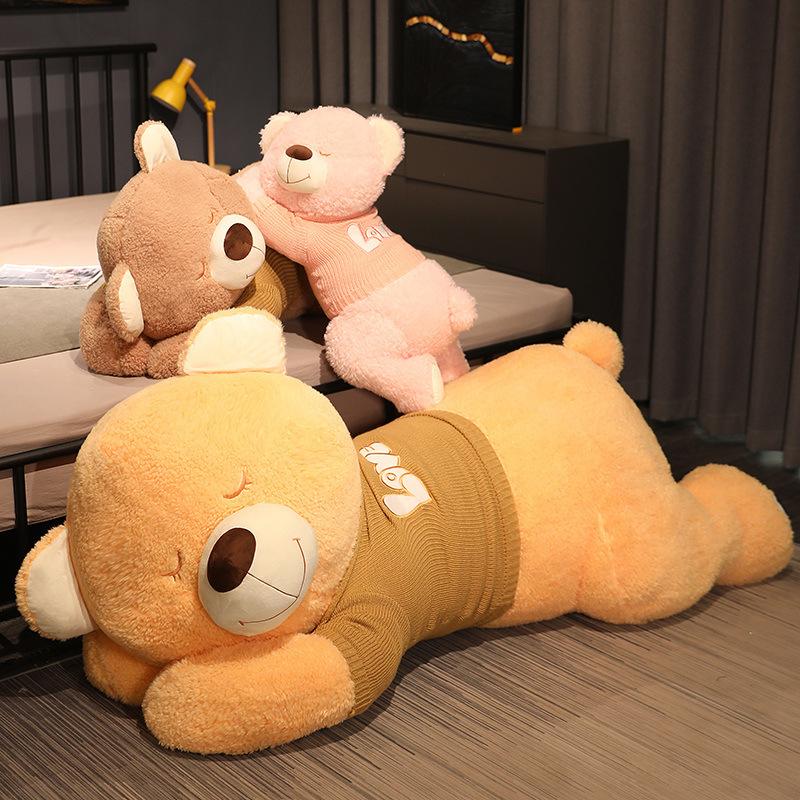 Большой свитер медведь плюшевая игрушка милый медведь обнимашка большая декоративная подушка для девочки кровать спящая кукла обнимашка кукла подарок