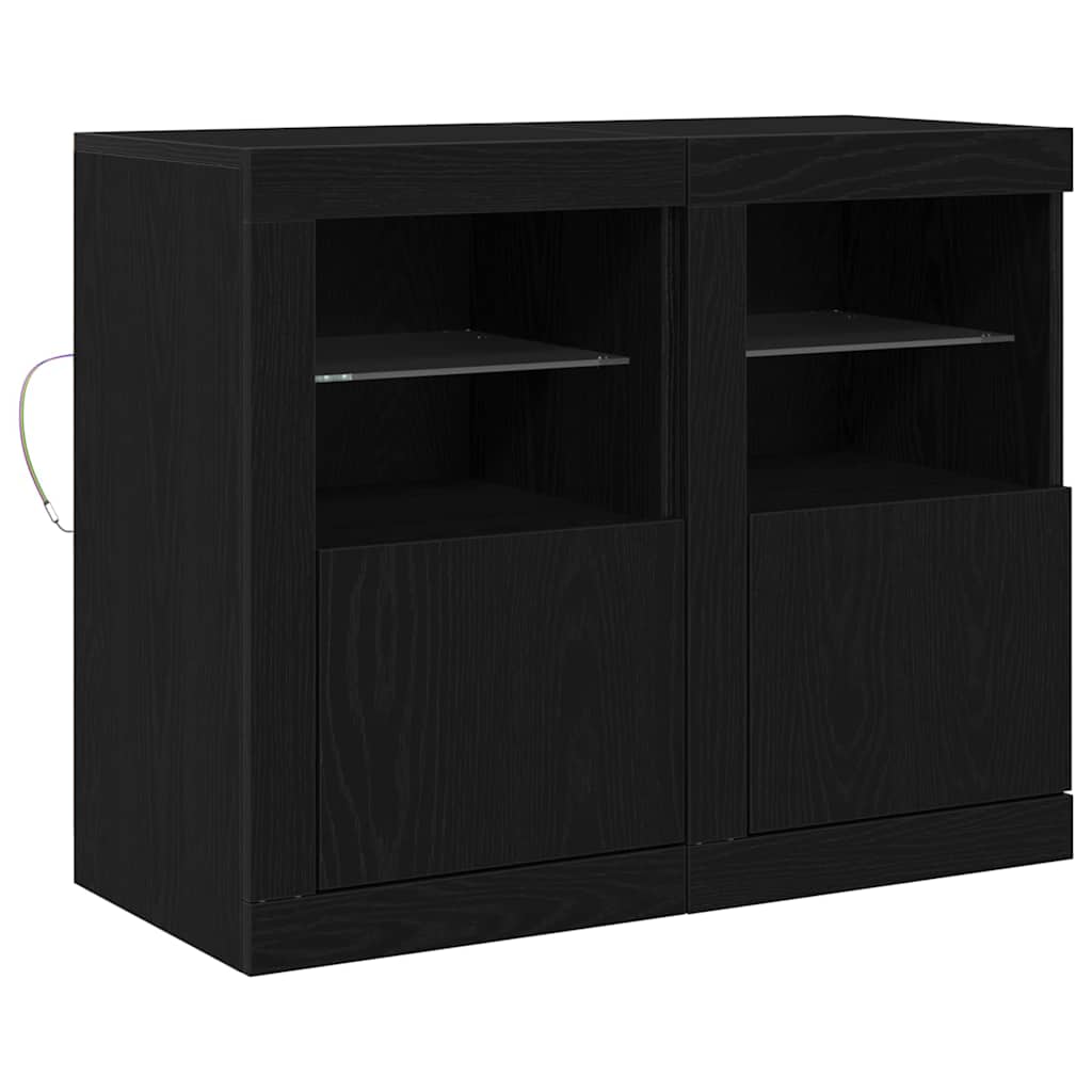 LED Sideboard 2 pcs Black Oak Effect 41 x 37 x 67 cm