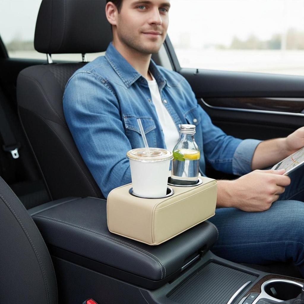 Car Cup Holder Modern Leather Storage Car Drink Holder Couch Organizer For Cell Phone Snack Remote Water Bottle Truck SUV Sedan