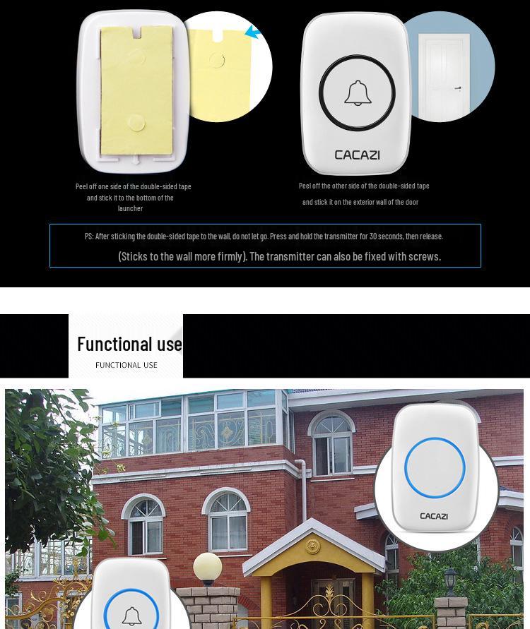 A10 Европейский и Британский Стандарт Беспроводной Умный Дверной Звонок и Музыкальный Пейджер для Пожилых с Большим Радиусом Действия