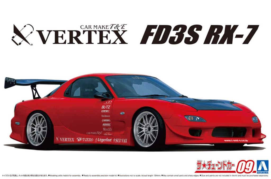 Aoshima Bunka Kyozaisha The Tuned Car Series Mazda VERTEX FD3S 1999 Пластиковая модель 1/24 № 9 RX-7