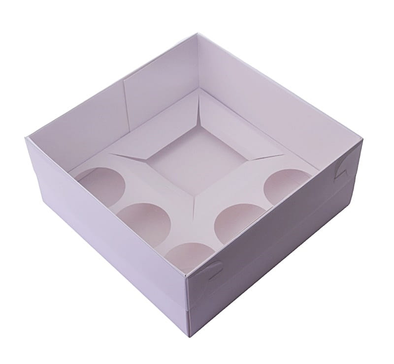 Pudełko Na Muffiny I Torcik 23X23X10Cm Biało-Transparentne Bento Box