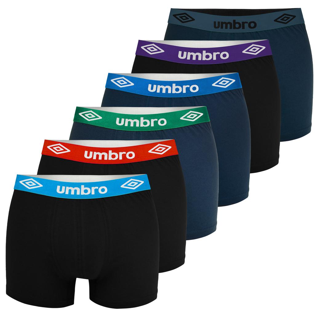 UMBRO Men’s Cotton Underwear, Boxer Shorts, 6-Pack Assorted Colours