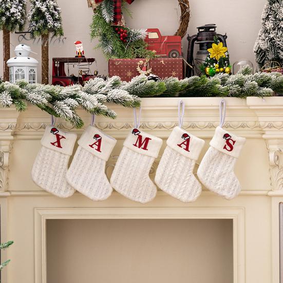 Рождественский чулок с буквами Легко повесить Привлекательный праздничный декор елки Подставка для подарков Рождественский чулок