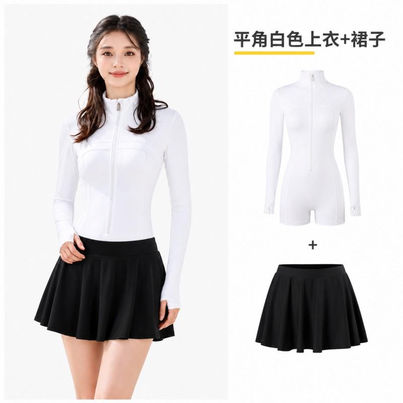 Womens UV Protection Full Coverage Diving Suit With Half Zipper Conservative Cut Swimwear Snorkeling Water Sports
