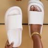 Solid Color Minimalist Pillow Slides, Soft Sole Platform Casual Home Shower Slides, Non-slip EVA Beach Slides