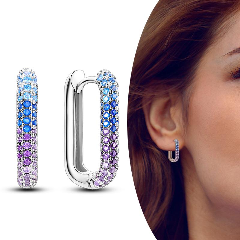 MULA Двойные серьги-кольца из стерлингового серебра 925 пробы с цирконием, цветком, звездой, U-образной формой, квадратным сердцем, паве, серьги-гвоздики в подарок для женщин, ювелирные изделия