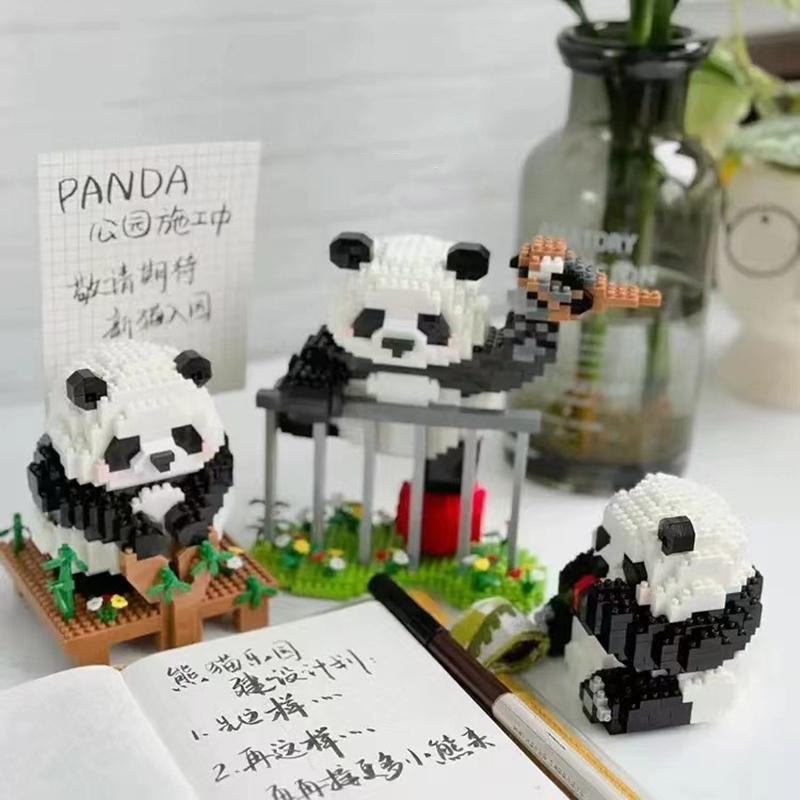 Micro-Assembled Small Particle Educational Toys Building Blocks Children's Gifts Boys And Girls Panda 3D Puzzle Ornaments