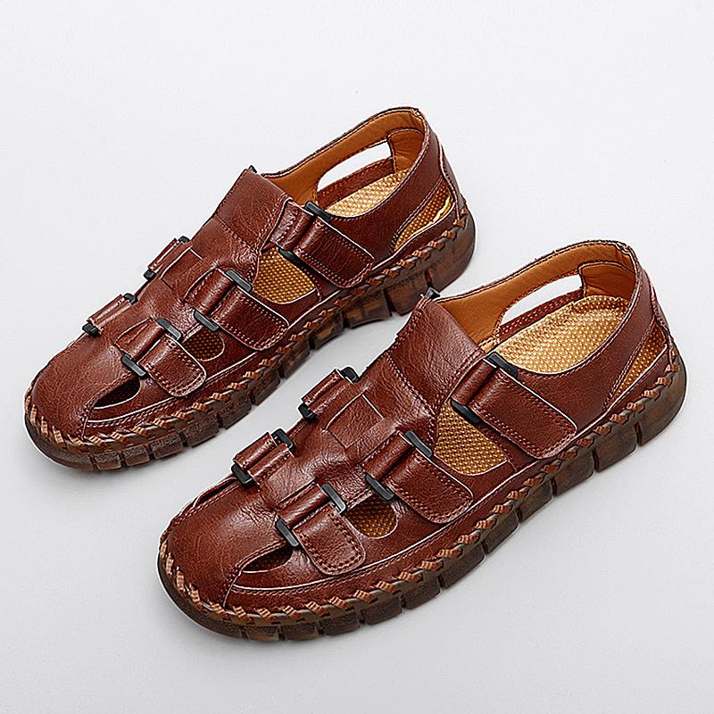 New Summer Men's Sandals High Quality Outdoor Beach Shoes 2024 Cowhide Non-slip Slippers for Men Sandals Designer Brand Mocassin