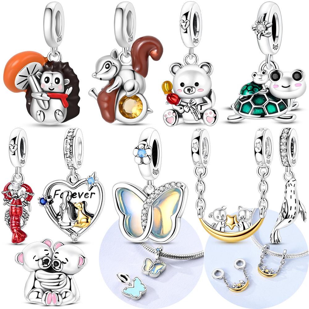 Мечтательный Оригинальный Медный Кулон Белка Осенний День Ежик Бабочка Кошка Бусины Подходят Женскому Браслету Изысканный Подарок Ювелирные Изделия Женщинам