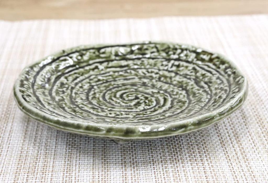 Mino Ware Japanese Cafe Series [Four-legged Whirlpool Plates] Set of 10 (Size: H2.5 X W12.8 X D12.8cm)