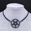 Satan Inverted Pentagram Stainless Steel Choker Necklaces for Women Black Chain Necklaces Jewelry bijoux femme N541BKS03