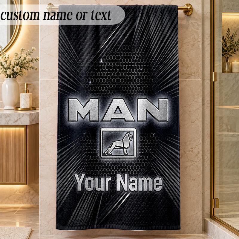 Beach TowelMAN Truck Custom Name Text Personalized Soft Towel for Beach Pool Indoor Home Decor Gift