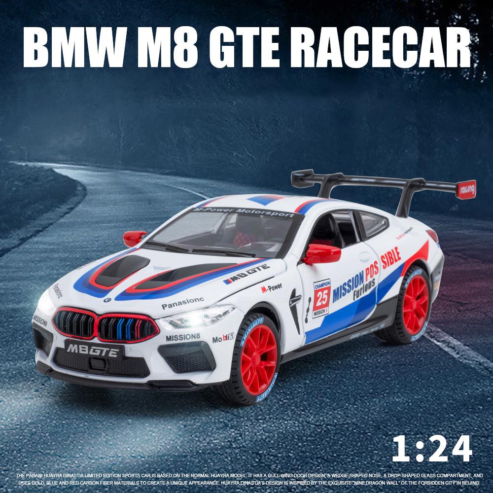1/24 Scale M8 GTE Racing Diecast Car Model Toy, Pull Back Toy Vehicle with Sound and Light for Kids Toddler Boys Girls Gift Collection