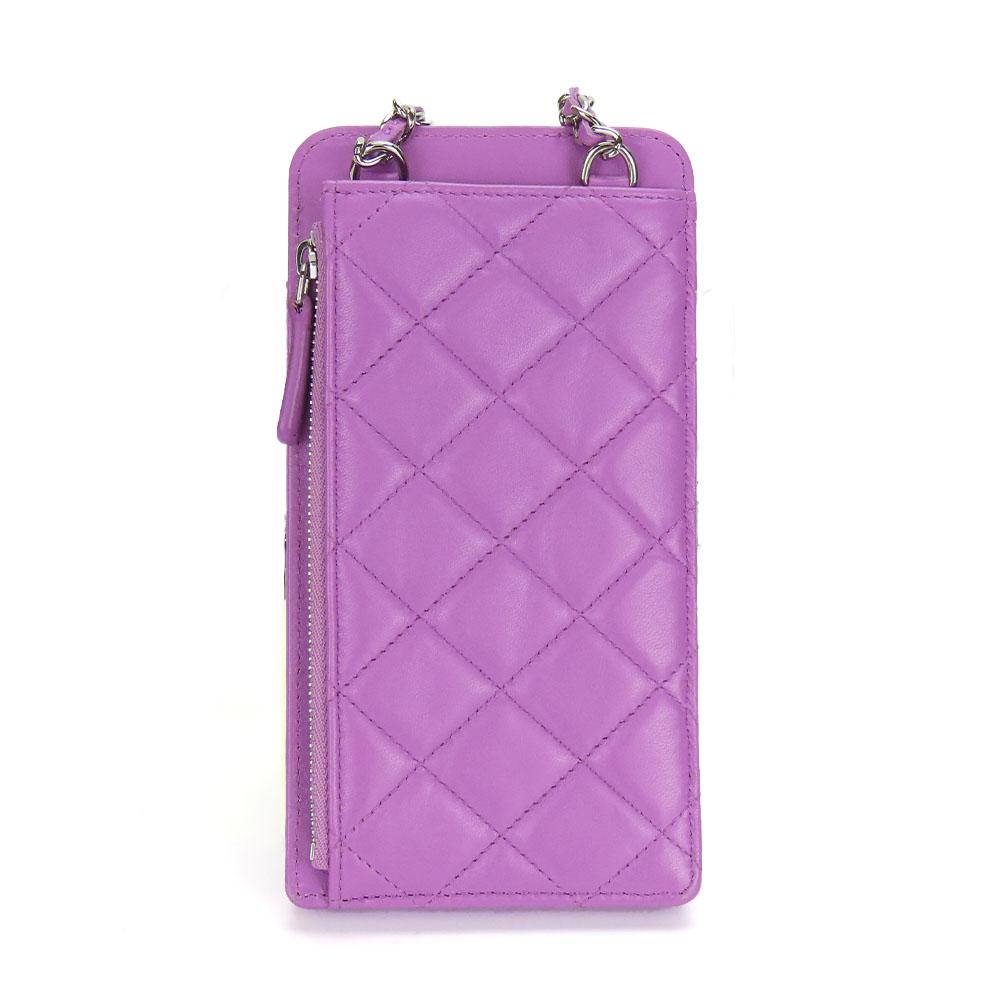 Used CHANEL Shoulder Bag Matrasse lambskin Purple Phone case