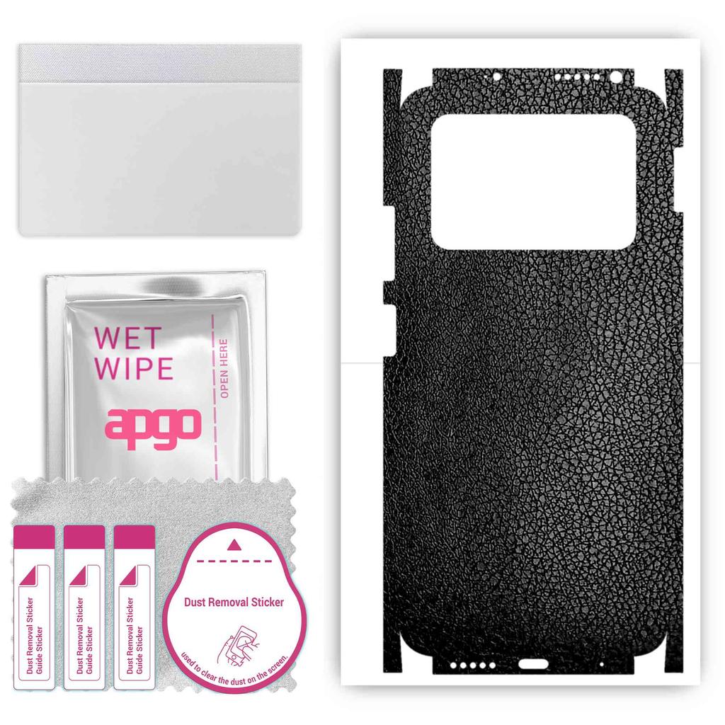 apgo Protective Skin Sticker for the Back+sides Compatible with Xiaomi Poco M4 Pro, Full Wrap Film, Foil, Vinyl - Pattern Black Leather