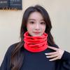 Women Scarf Thick Soft Warm Elastic Knitted Anti-slip Multifunctional Printed Lightweight Windproof Unisex Cycling Piled Neck Warmer Headband Hat