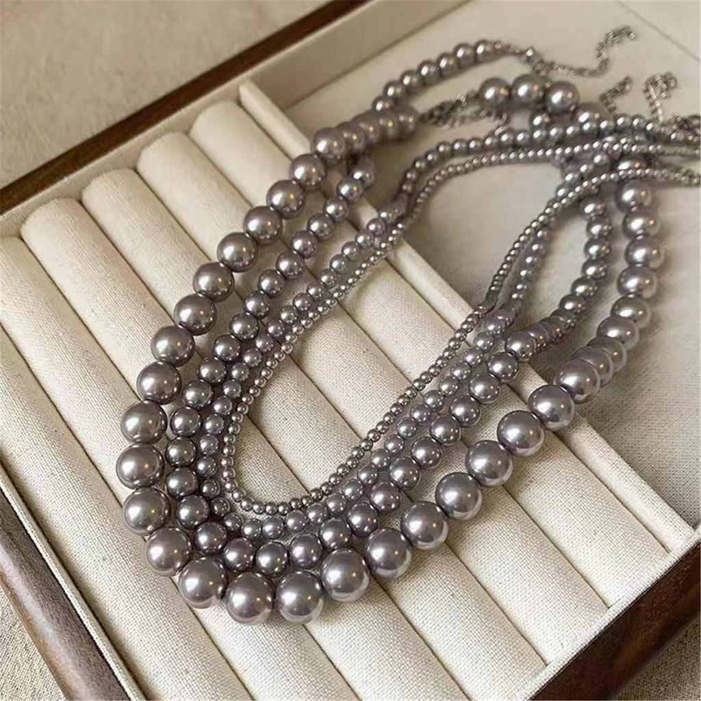 Elegant Silver Gray Pearls Necklace Stunning Silver Gray Pearls Necklace Unique Neck Chain For Memorable Occasions
