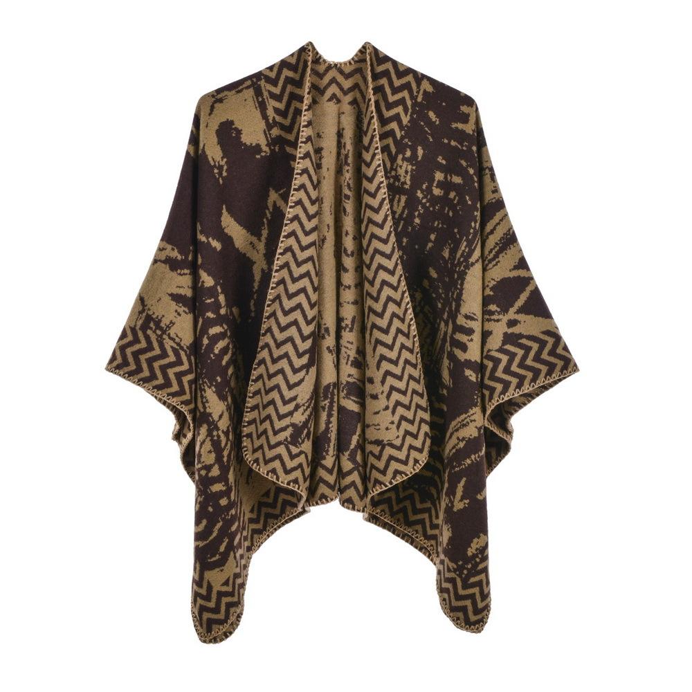 Ponchos Coat Cashmere Scarves Women Winter Warm Shawls And Wraps Pashmina Thick Capes Blanket Femme Scarf