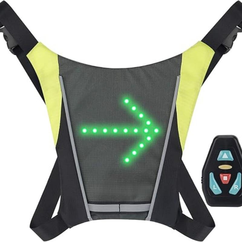 LED Cycling Vest, Reflective LED Vest with Turn Signals - Remote Control, Direction Lights, USB Charging, Easy To Install, Bicycle Safety Indicator