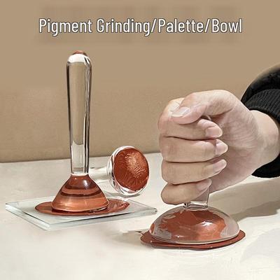 Набор для измельчения холодных и теплых минеральных пигментов: Пестик, Порошковые красители, Масляные и темперные пигменты, Стеклянная пластина