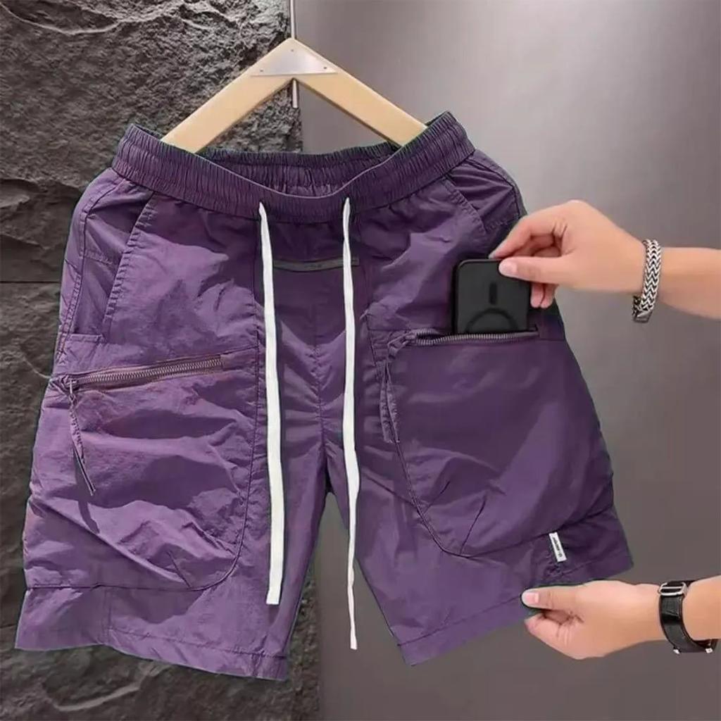 Мужские летние карго-шорты с карманами и молнией, свободные, быстросохнущие, спортивные, повседневные, пятиточечные, пляжные