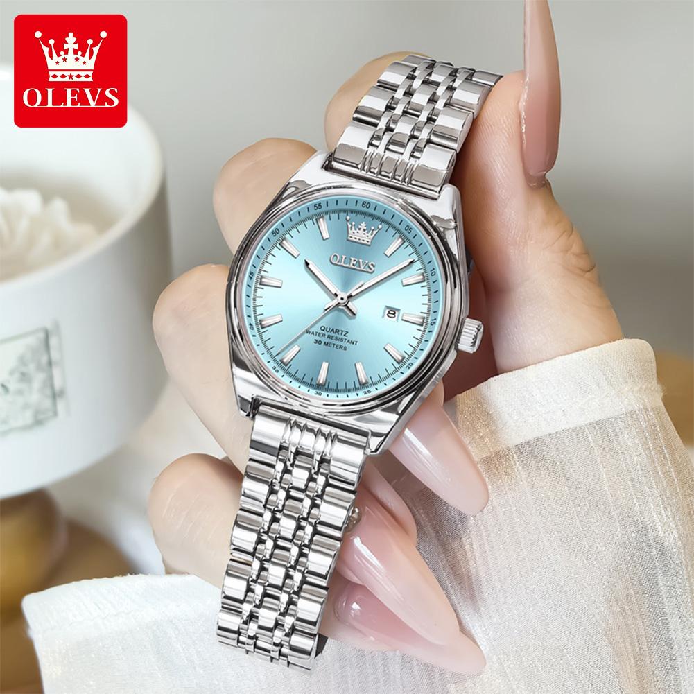 OLEVS Новые Модные Женские Кварцевые Наручные Часы с Фиолетовым Циферблатом, Роскошные Часы для Женщин, Водонепроницаемые, Повседневные, Платье, Женские Часы