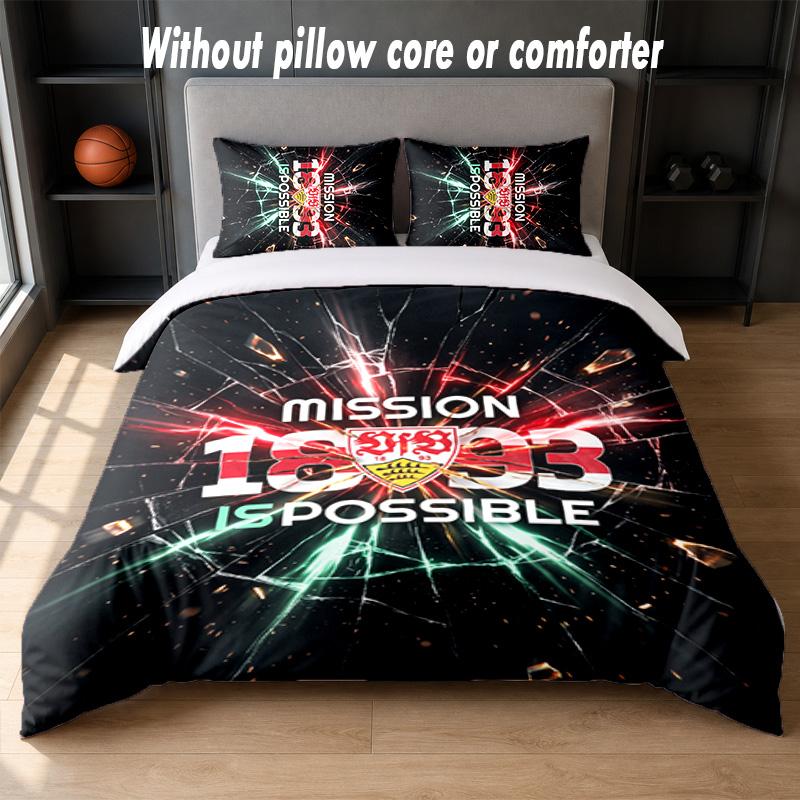 VfB Stuttgart Football Design Bed Bedding Set 1 Duvet Cover + 2 Pillowcases Soft Breathable Household Bed Linens