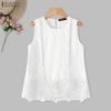 Women Elegant Casual Ruffled Sleeveless Lace Patchwork Tank Tops Tee