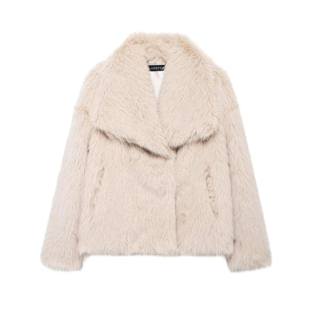 Trendy Women's Thick Lambswool Fur Winter Coat