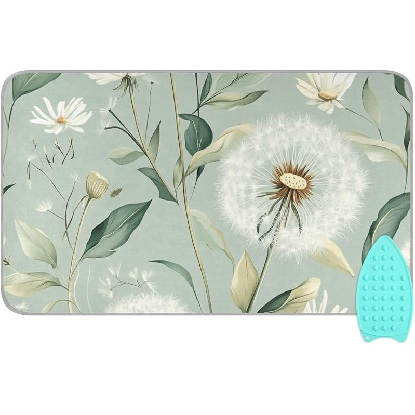 Коврик для глажки для стола Портативное дорожное одеяло для глажки Чехлы для гладильной доски Коврик для прессования Подушки для термопресса 27,6x47,2 дюйма Серые цветы