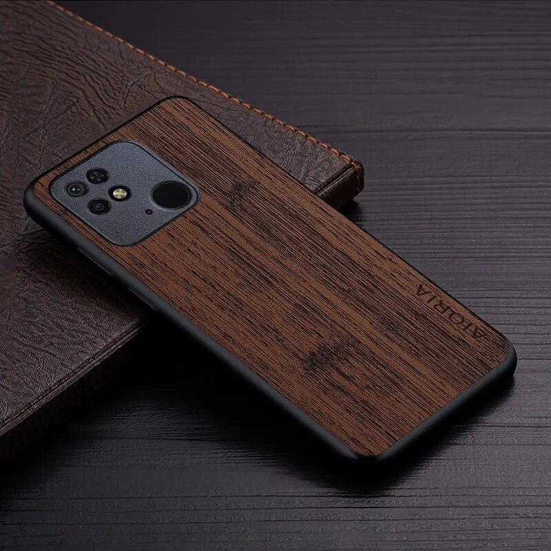 Чехол для Xiaomi Redmi 10C 10A NFC, чехол из бамбукового дерева, кожаный чехол для телефона, роскошный чехол для xiaomi redmi 10c, чехол, капа