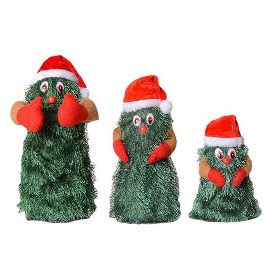 Поющая и танцующая рождественская елка, электрическая вращающаяся электрическая игрушка, очаровательная забавная елочная кукла, зеленое украшение для рождественской вечеринки