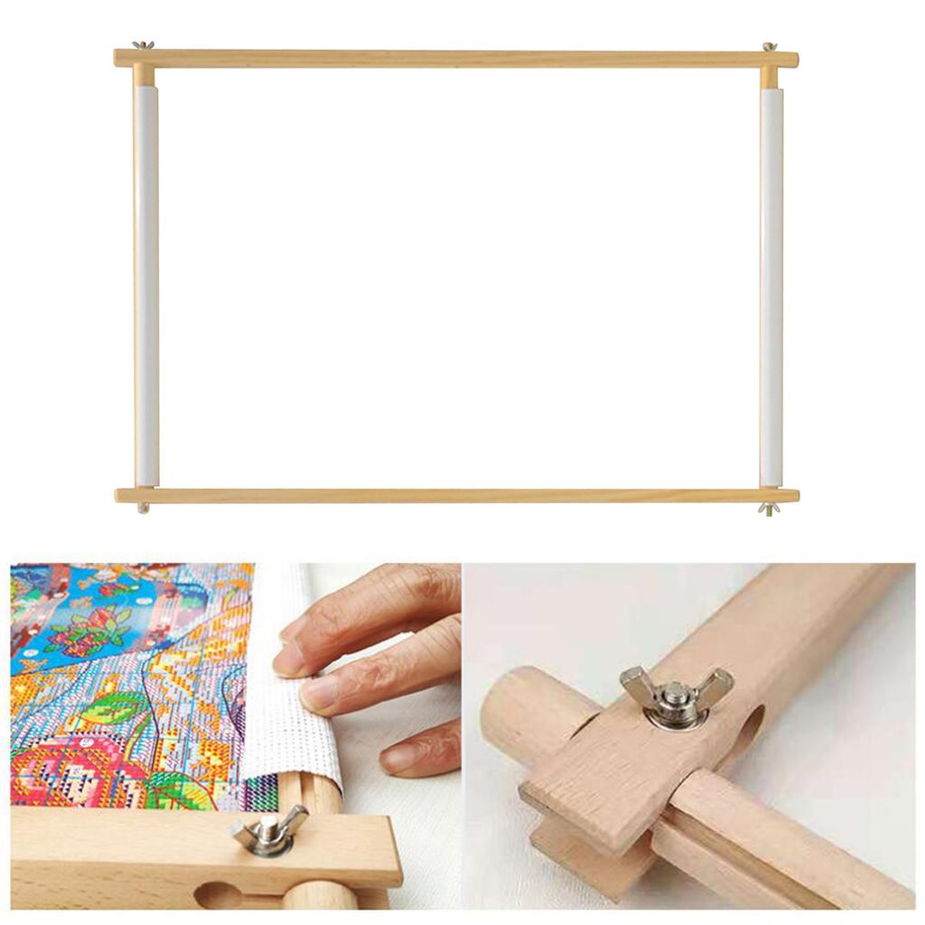 Wood Tapestry Scroll Embroidery Frame Cross Stitch DIY Crafts Sewing Tools 39x48cm
