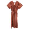 Неиспользованное emmi Короткий рукав V-образный вырез Длинное платье 1 Коричневый Женский Б/у