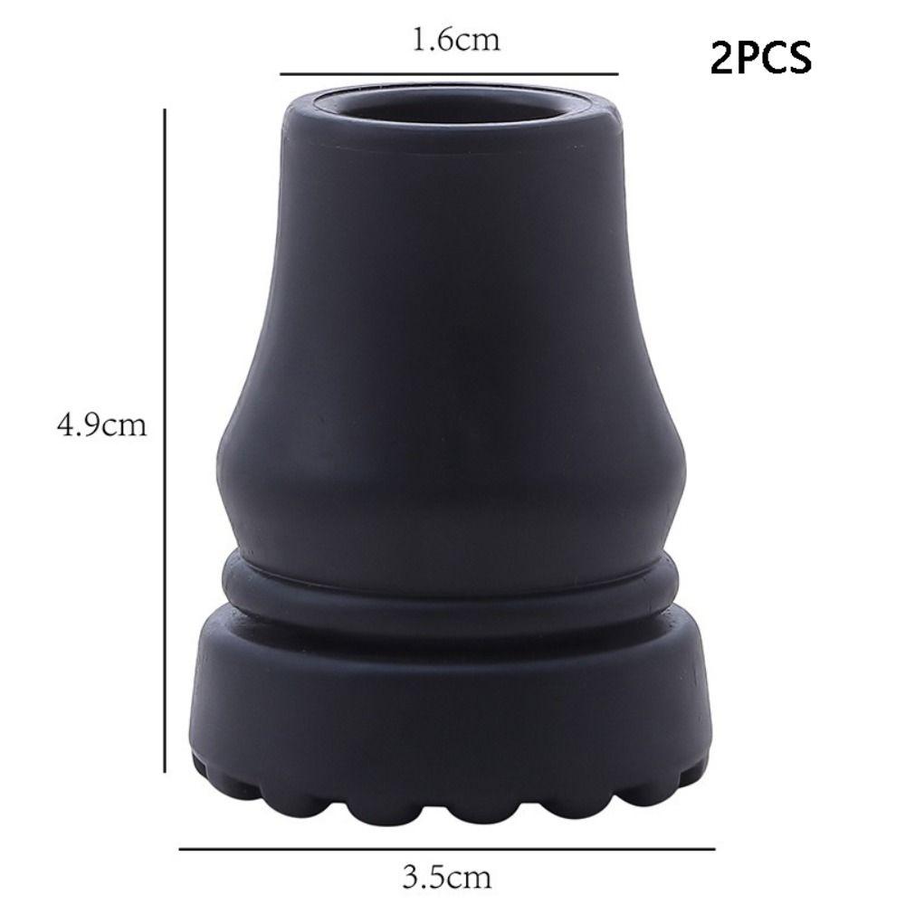 2pcs Black Crutch Cane Bottom Pads Anti-Skid Trekking Pole Bottom Cover Hiking