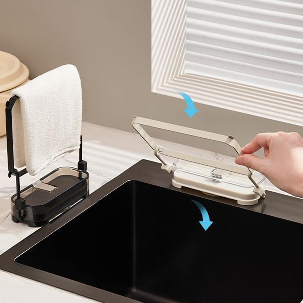 Foldable Sink Filter Rack,Suction Cup Sink Strainer Mesh Bag Stand,Reusable Multifunctional Drainage Racks for Fruits Vegetables