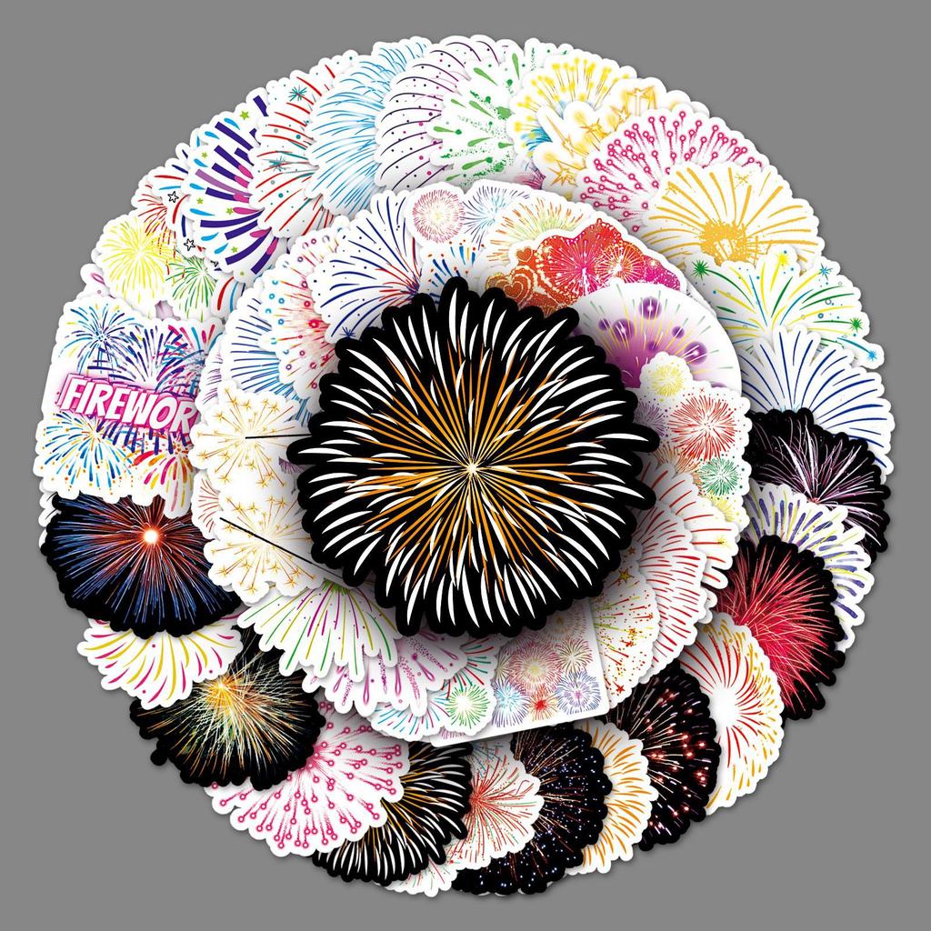 50 Fireworks Doodle Personality Cartoon Small Fresh Guka Children's DIY Mobile Suitcase Stickers Waterproof